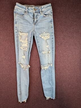Women's American Eagle Nex(x)t Level Stretch Distressed Jeans - Size 0 Short